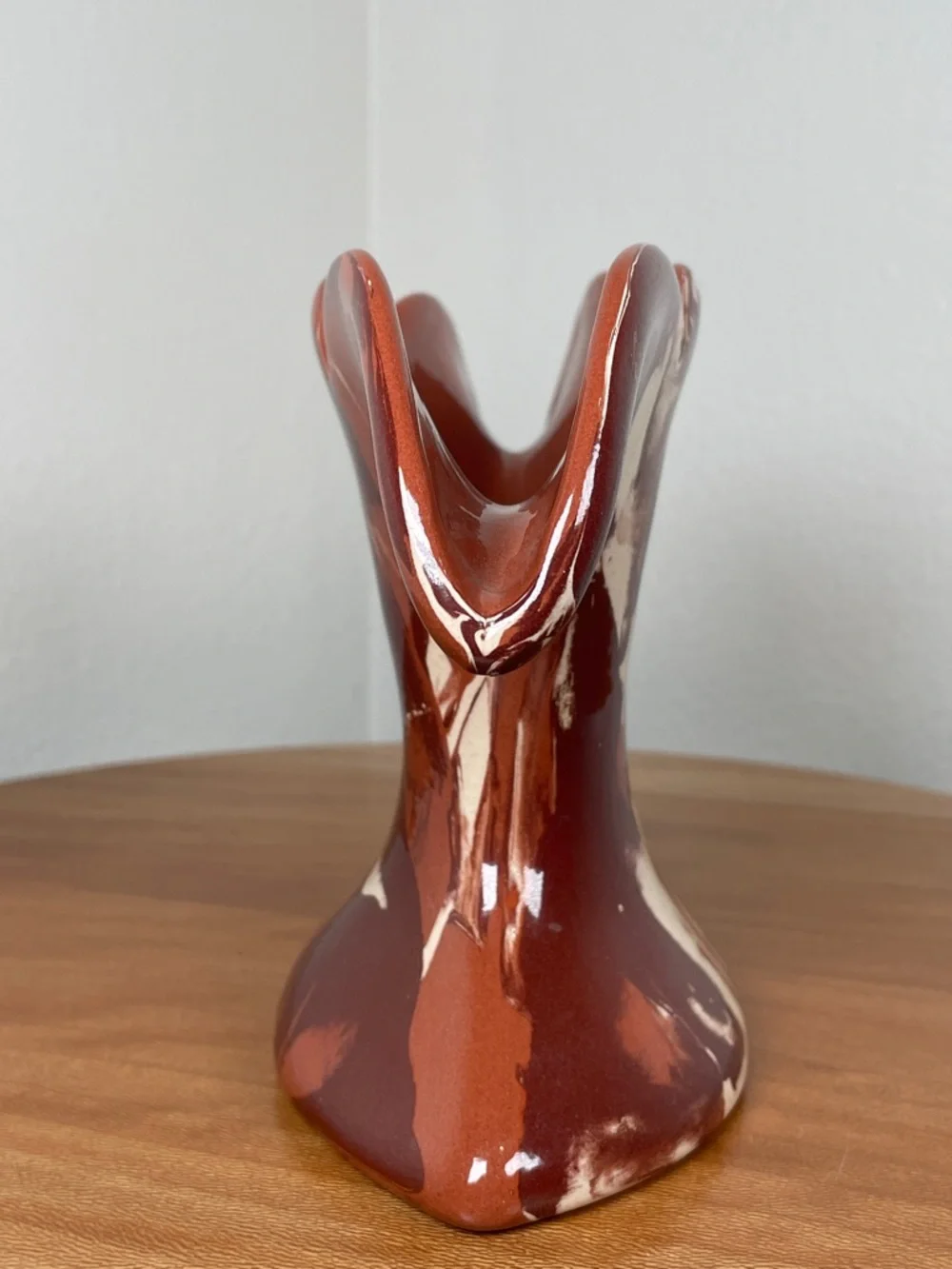 VTG 1978 Montana Clays in Calico Handmade Art Pottery Fluted Vase  Marbled